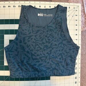 REI Dark Teal Abstract Pattern Cropped Athletic Tank Sports Bra
